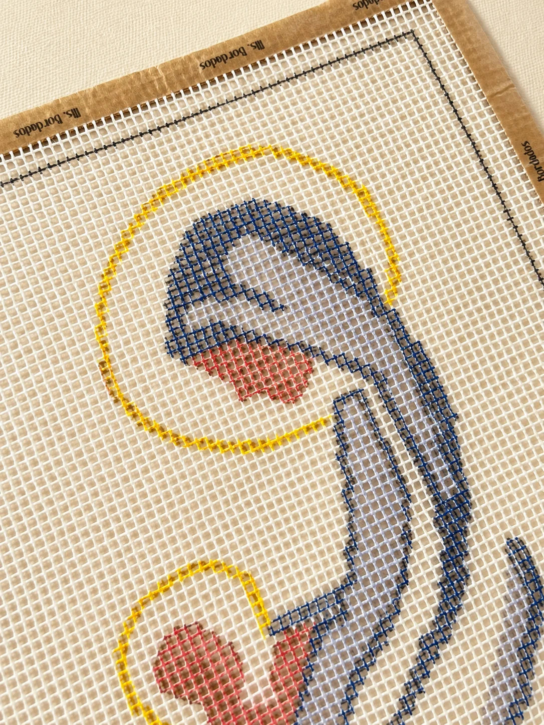 Canamazo Dibujado Maria Y Jesus Para Bordar Ms Bordados Detalle