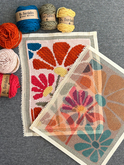 Cañamazo dibujado Cabarita con lanas y bordado