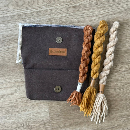 Portalentes marrón lanas dorado