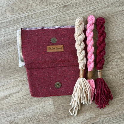 Portalentes rojo lanas rosa