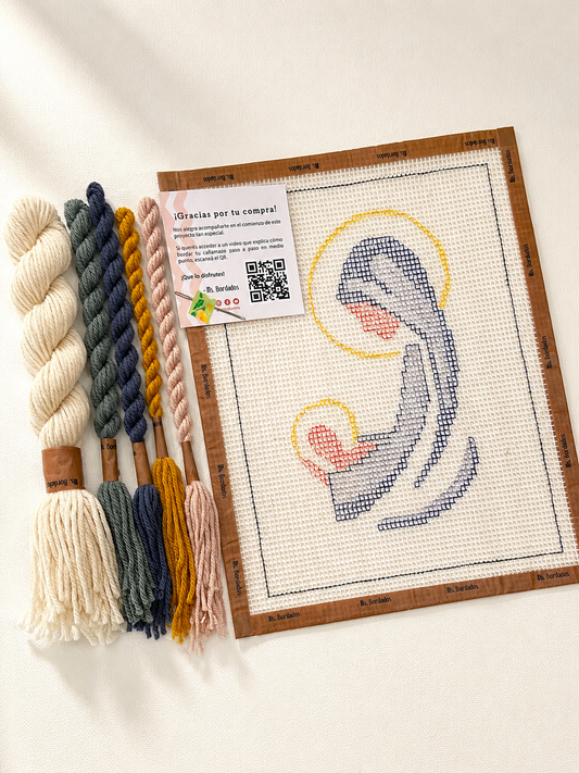 Kit de bordado en petit point - María y Jesús